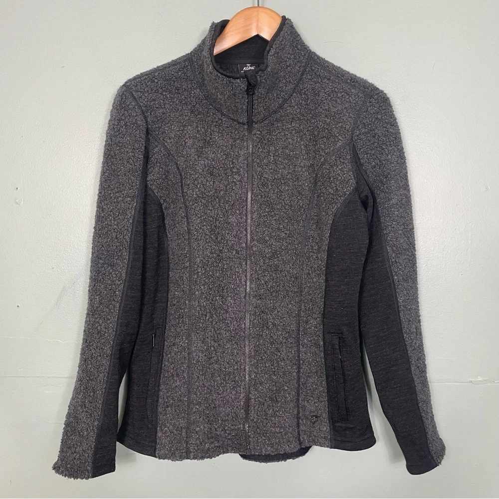 KUHL Kozet Full Zip Jacket Sweater Wool Blend Women’s‎ Size Medium Gray Black